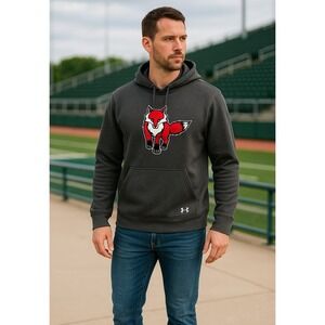 Under Armour ColdGear Hoodie Men's XL Fox Mascot Graphic Gray Pullover...